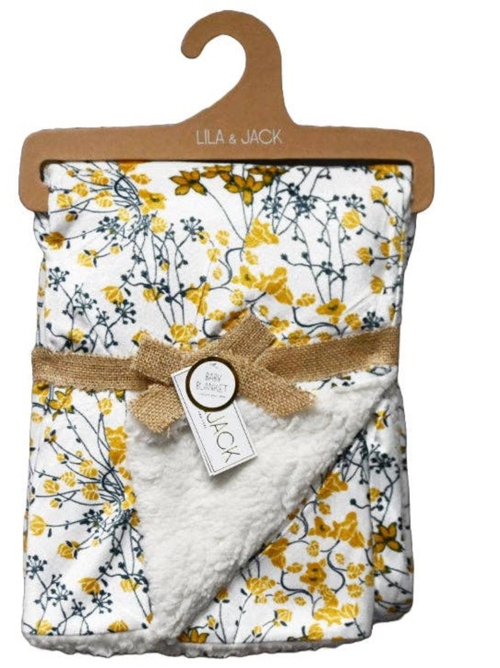 Lila & Jack Yellow Floral Sherpa Baby Blanket
